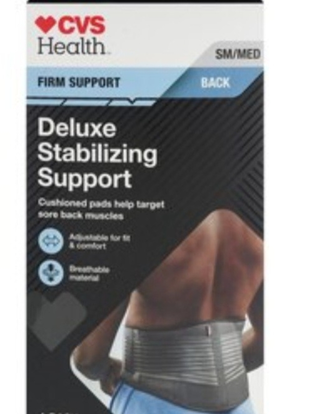 CVS Health Deluxe Stabilizing Back Support - Gray/Black Small/med.